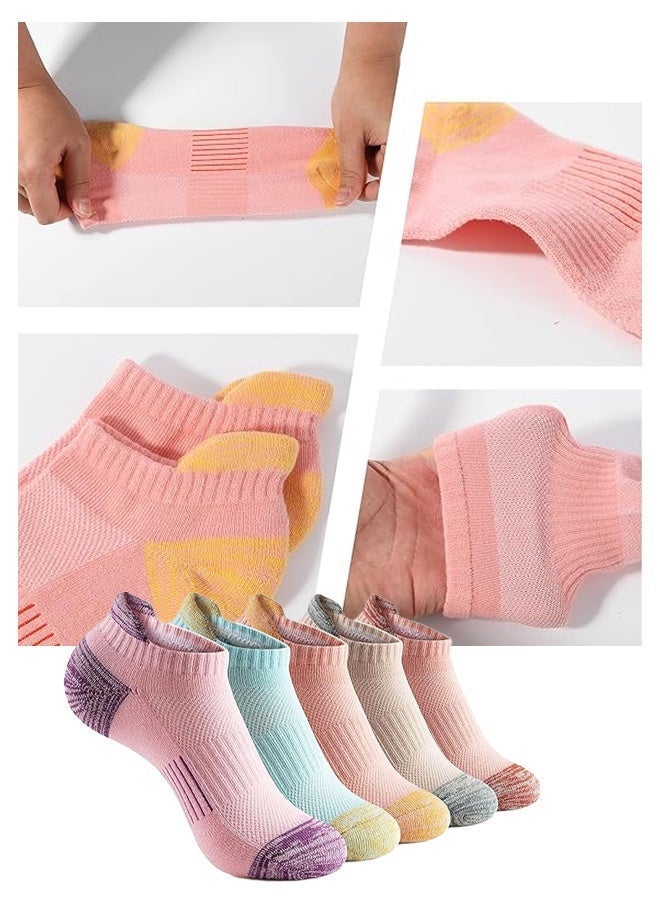 5 pairs of women's running socks, made of cushioned cotton, invisible athletic socks (random color) - Image 2